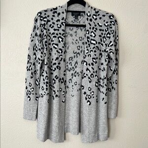 Charter Club Gray Leopard Print Cardigan